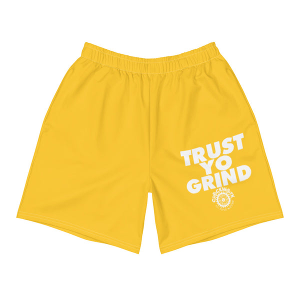 Yellow Trust Yo Grind Men's Athletic Long Shorts