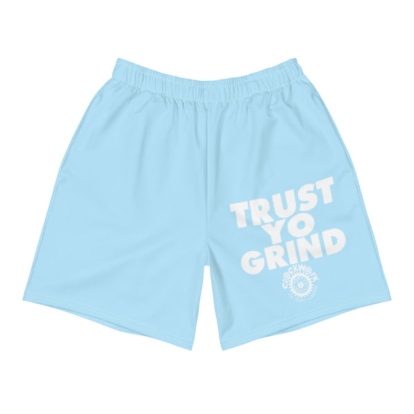 Sky Blue Trust Yo Grind Men's Athletic Long Shorts