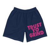 Trust Yo Grind Navy and Pink Men's Athletic Long Shorts