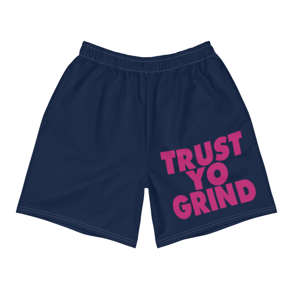 Trust Yo Grind Navy and Pink Men's Athletic Long Shorts