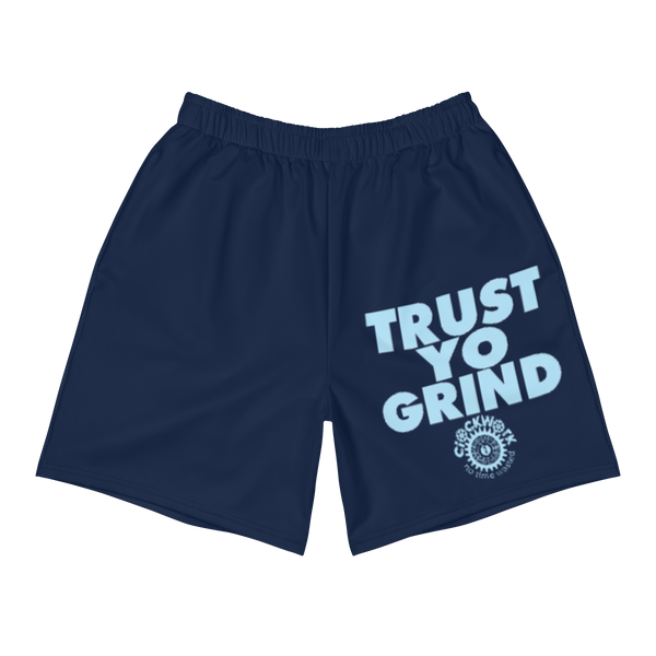 Trust Yo Grind Navy and Sky Blue Men's Athletic Long Shorts