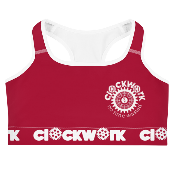 Clockwork Red and White Sports bra