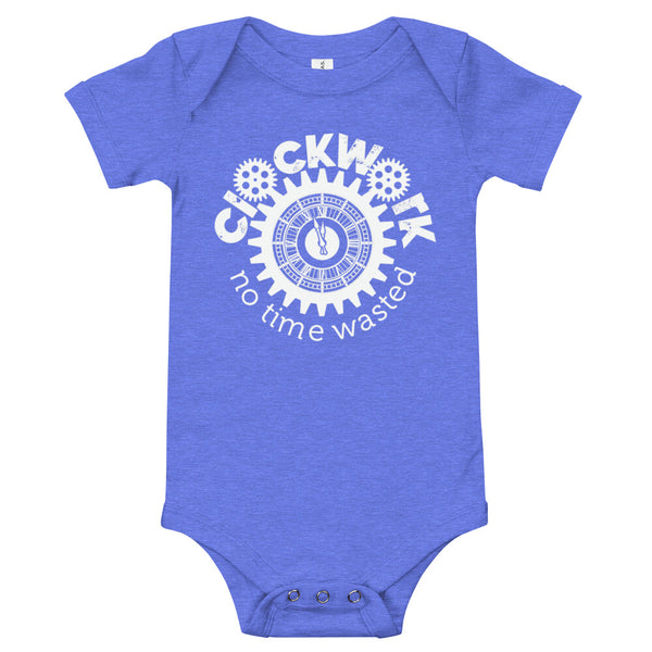 Baby Boy Clockwork  Blue short sleeve one piece