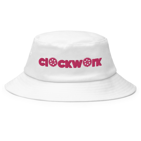 Clockwork  Pink Word Logo Old School Bucket Hat