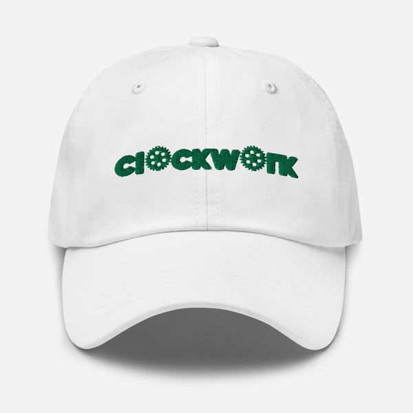 Green Clockwork Logo White Dad hat