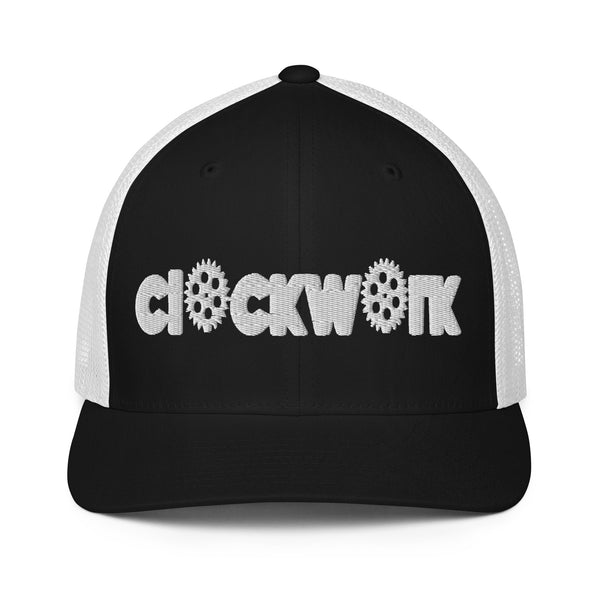 Clockwork Word black/white Closed-back trucker cap