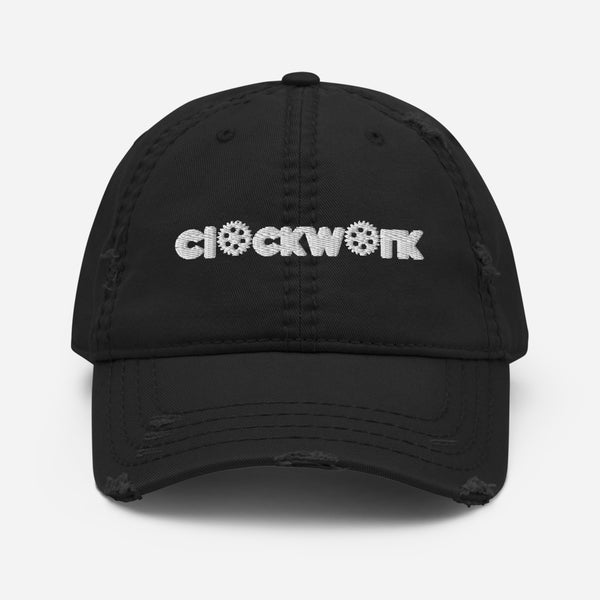 Clockwork word logo Distressed Dad Hat