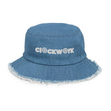 Clockwork Distressed denim bucket hat
