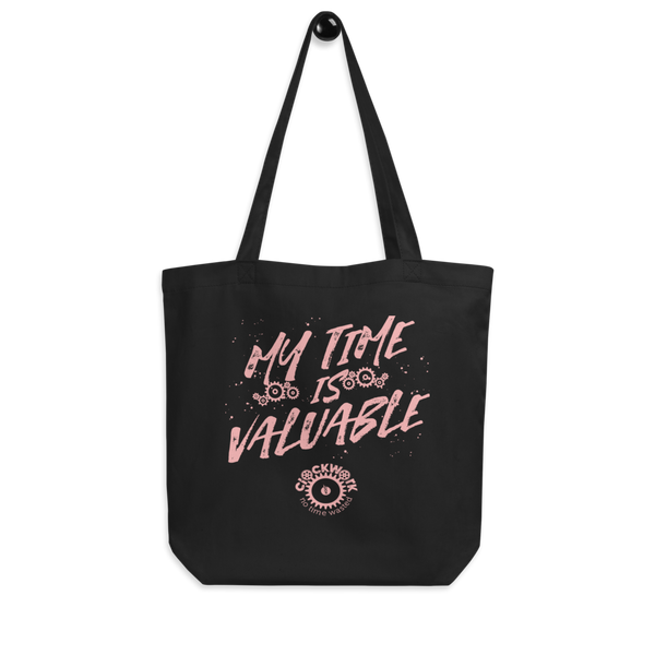 My Time Is Valuable Black Clockwork Eco Tote Bag