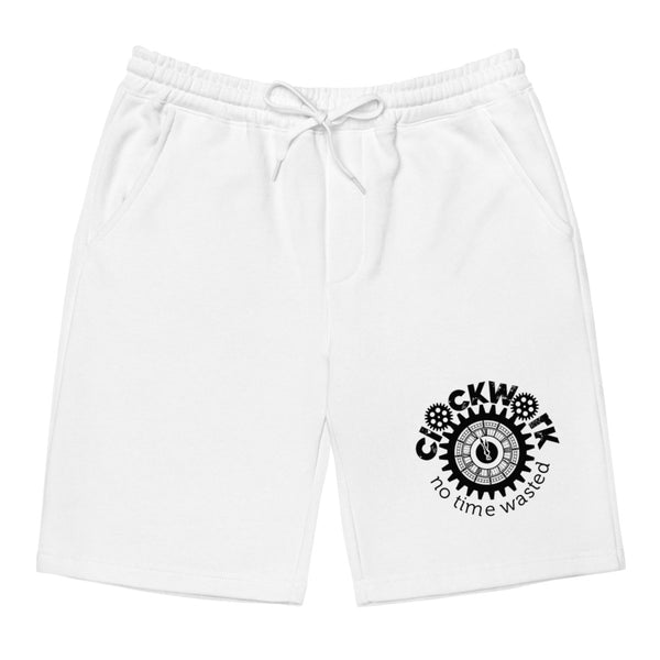 White Clockwork Black Logo Men's fleece shorts