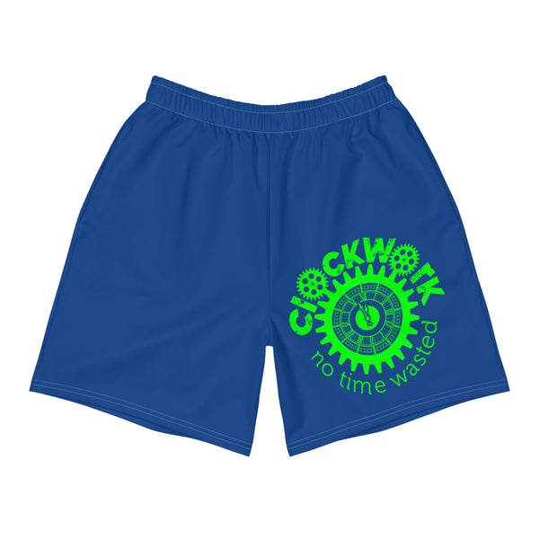 Clockwork Blue w/ Lime Green logo Men's Athletic Long Shorts