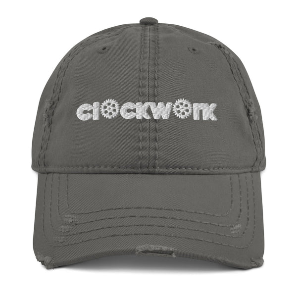 Grey Clockwork Distressed Dad Hat
