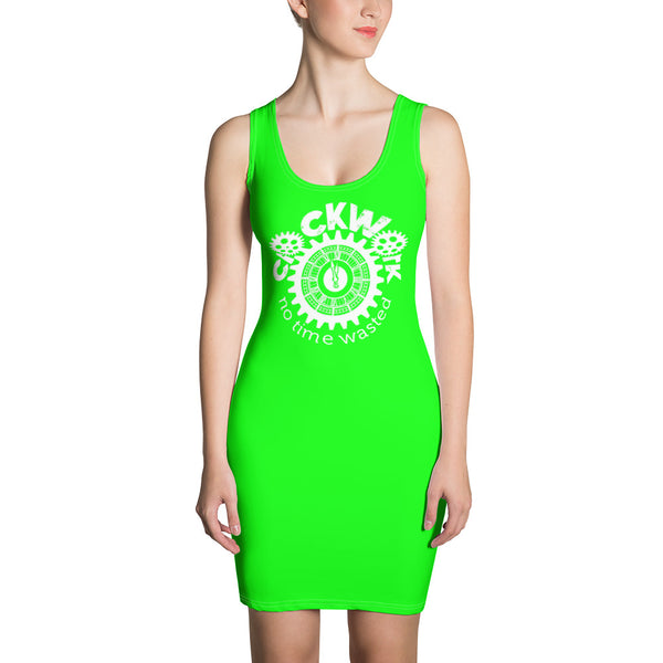 Lime Green Clockwork  Dress