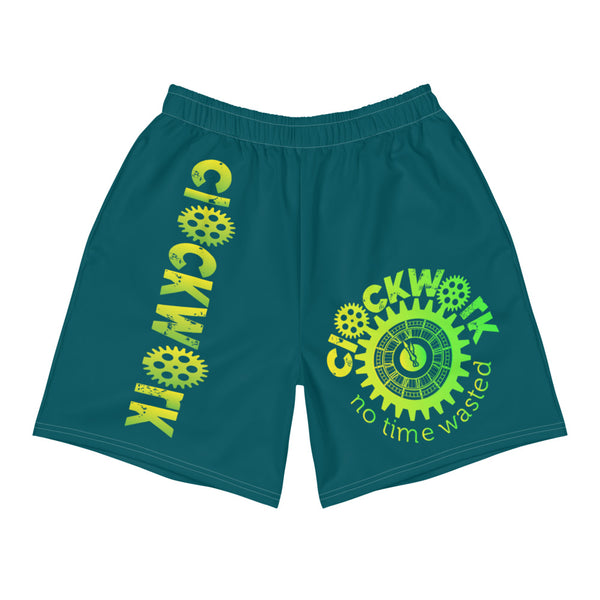 Green Yellow Gradient Clockwork Men's Athletic Long Shorts