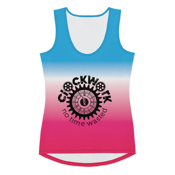 Pink Blue and White Clockwork Women's Tank Top