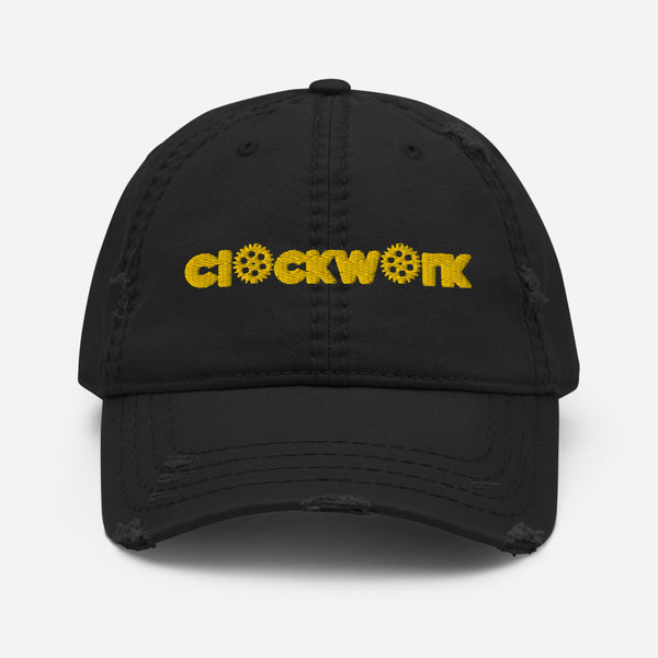 Clockwork Gold Logo Distressed Dad Hat