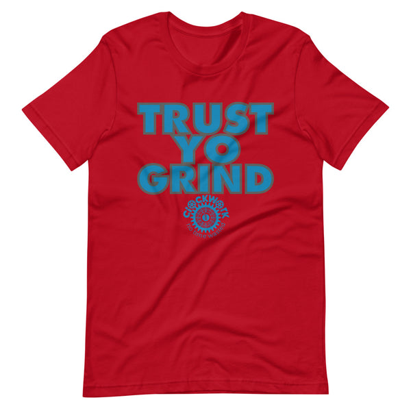 Trust Yo Grind Red and Blue Logo Blue Short-Sleeve Unisex T-Shirt