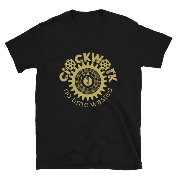 Black and Gold Clockwork Short-Sleeve Unisex T-Shirt