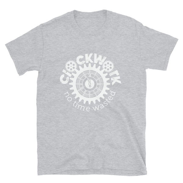 White Clockwork Logo Grey Short-Sleeve Unisex T-Shirt