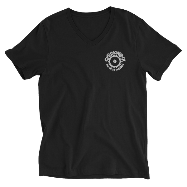 Black Clockwork Unisex Short Sleeve V-Neck T-Shirt